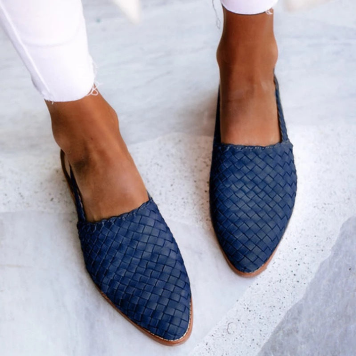 Kessa | Women's Leather Woven Pointed Toe Slingback Flat Sandals Carol & Margaret Wilmington