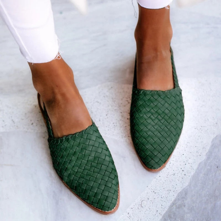 Kessa | Women's Leather Woven Pointed Toe Slingback Flat Sandals Carol & Margaret Wilmington