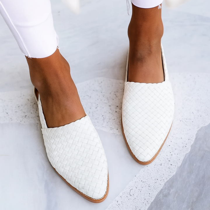 Kessa | Women's Leather Woven Pointed Toe Slingback Flat Sandals Carol & Margaret Wilmington