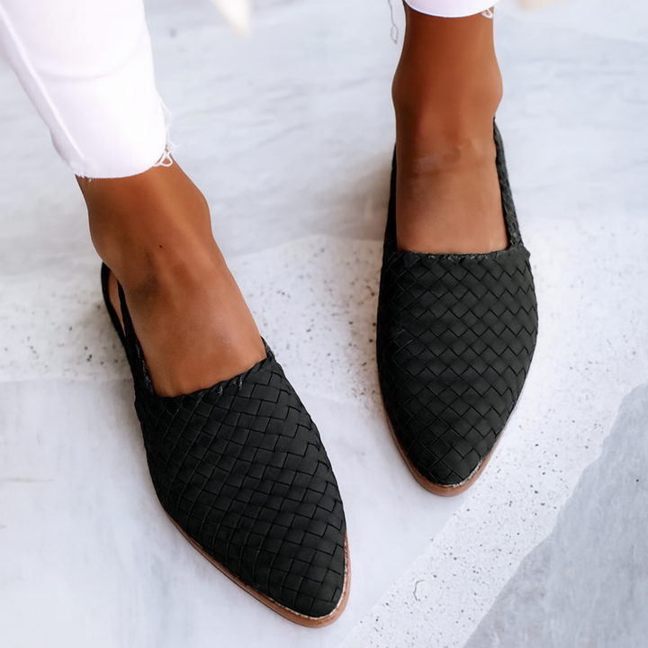 Kessa | Women's Leather Woven Pointed Toe Slingback Flat Sandals Carol & Margaret Wilmington