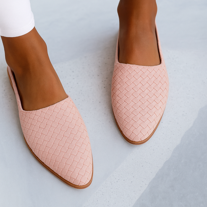 Kessa | Women's Leather Woven Pointed Toe Slingback Flat Sandals Carol & Margaret Wilmington