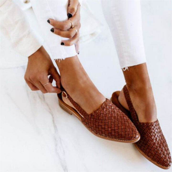 Kessa | Women's Leather Woven Pointed Toe Slingback Flat Sandals Carol & Margaret Wilmington