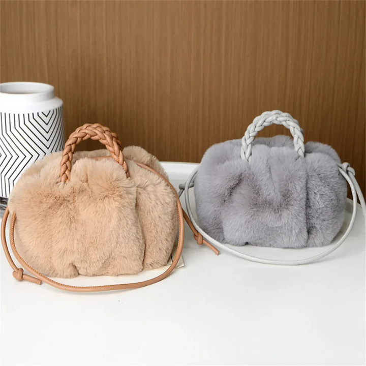 Lulu | Women's Faux Fur Braided Leather Handle Crossbody Bag Carol & Margaret Wilmington