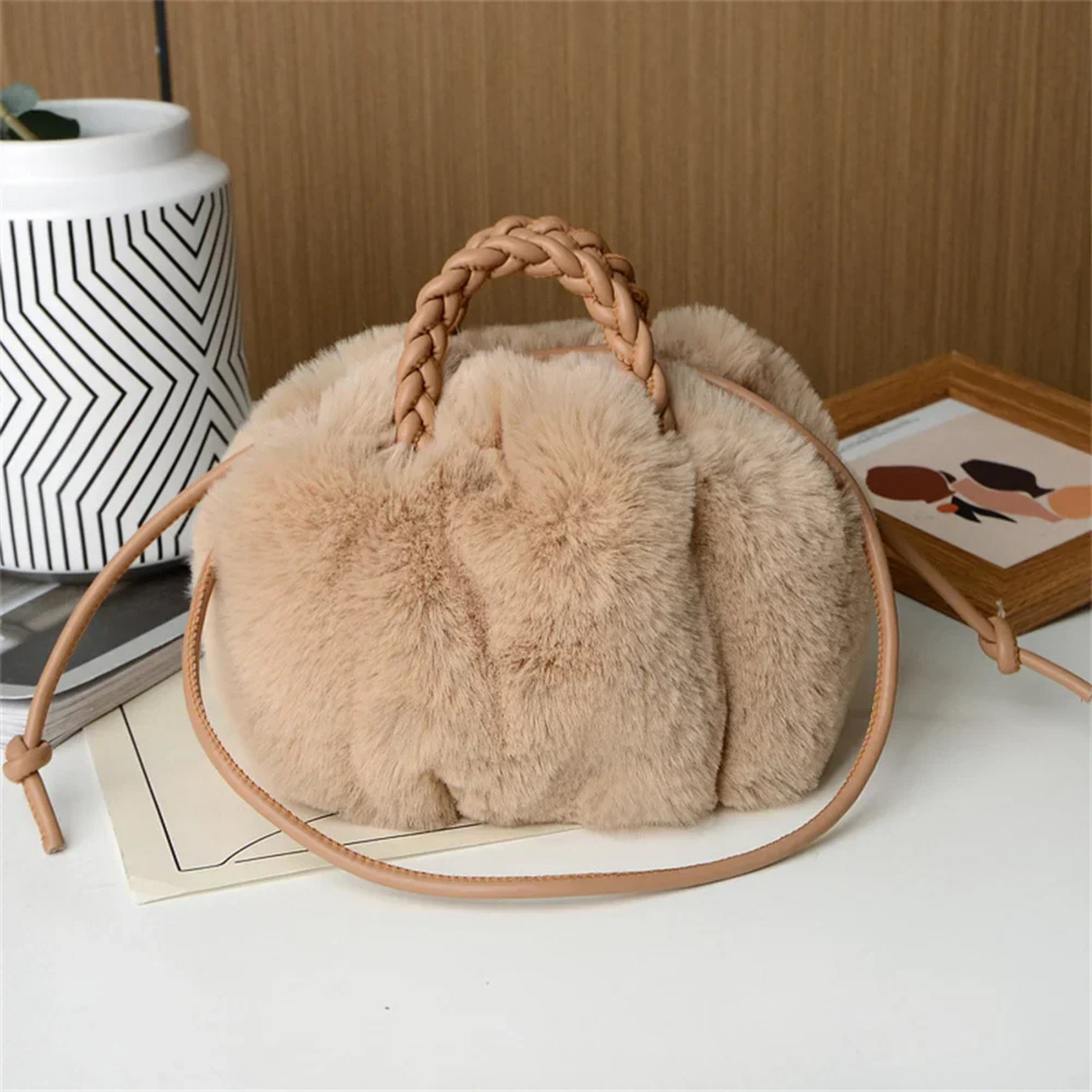 Lulu | Women's Faux Fur Braided Leather Handle Crossbody Bag Carol & Margaret Wilmington