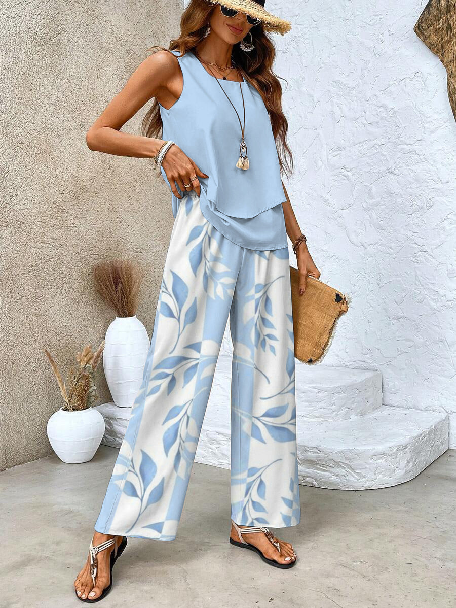 Luma | Women's Lightweight Layered Top Wide-Leg Two-Piece Set Carol & Margaret Wilmington
