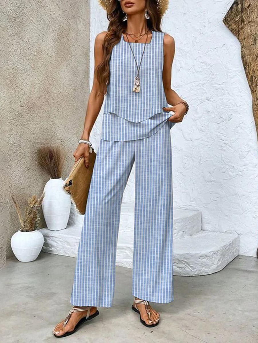 Luma | Women's Lightweight Layered Top Wide-Leg Two-Piece Set Carol & Margaret Wilmington