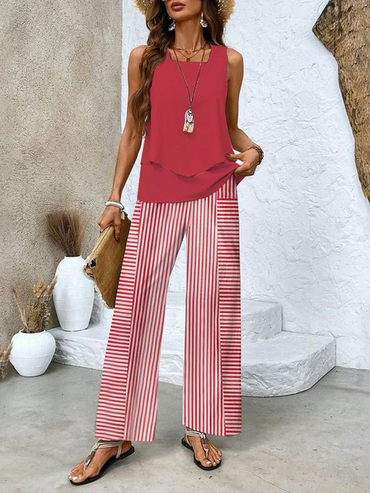 Luma | Women's Lightweight Layered Top Wide-Leg Two-Piece Set Carol & Margaret Wilmington