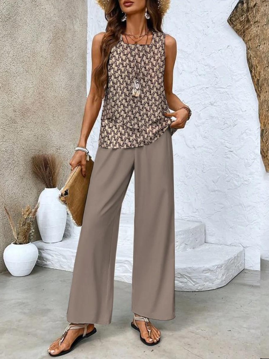 Luma | Women's Lightweight Layered Top Wide-Leg Two-Piece Set Carol & Margaret Wilmington