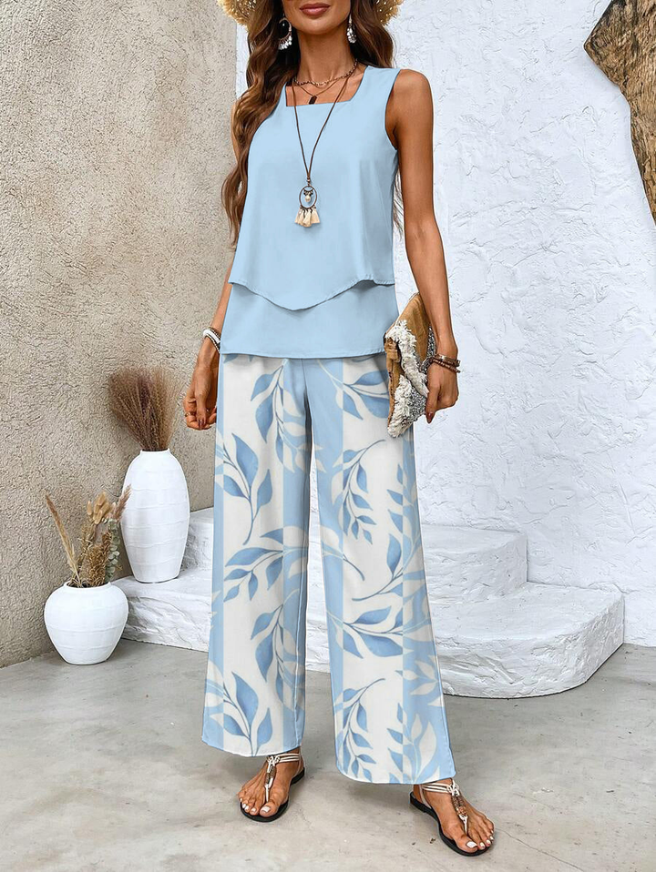 Luma | Women's Lightweight Layered Top Wide-Leg Two-Piece Set Carol & Margaret Wilmington