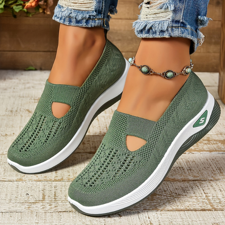 Lyra | Women's Breathable Knit Cutout Slip-On Wedge Sneakers Carol & Margaret Wilmington
