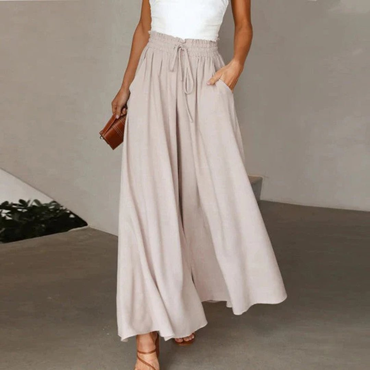 Lyra | Women's Stretch Smocked High-Waist Wide-Leg Pants Carol & Margaret Wilmington