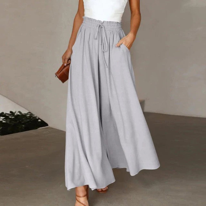 Lyra | Women's Stretch Smocked High-Waist Wide-Leg Pants Carol & Margaret Wilmington