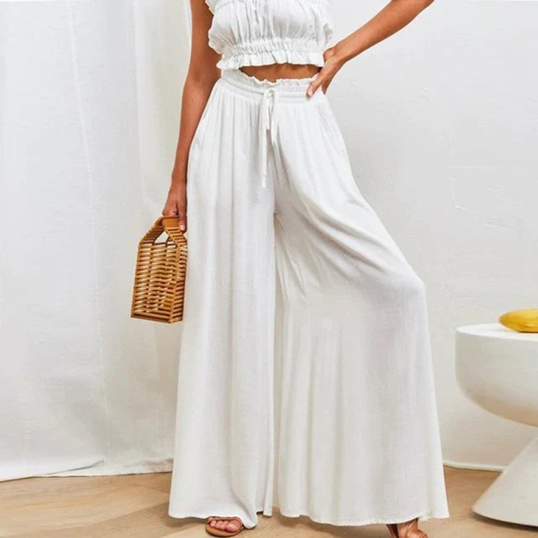 Lyra | Women's Stretch Smocked High-Waist Wide-Leg Pants Carol & Margaret Wilmington