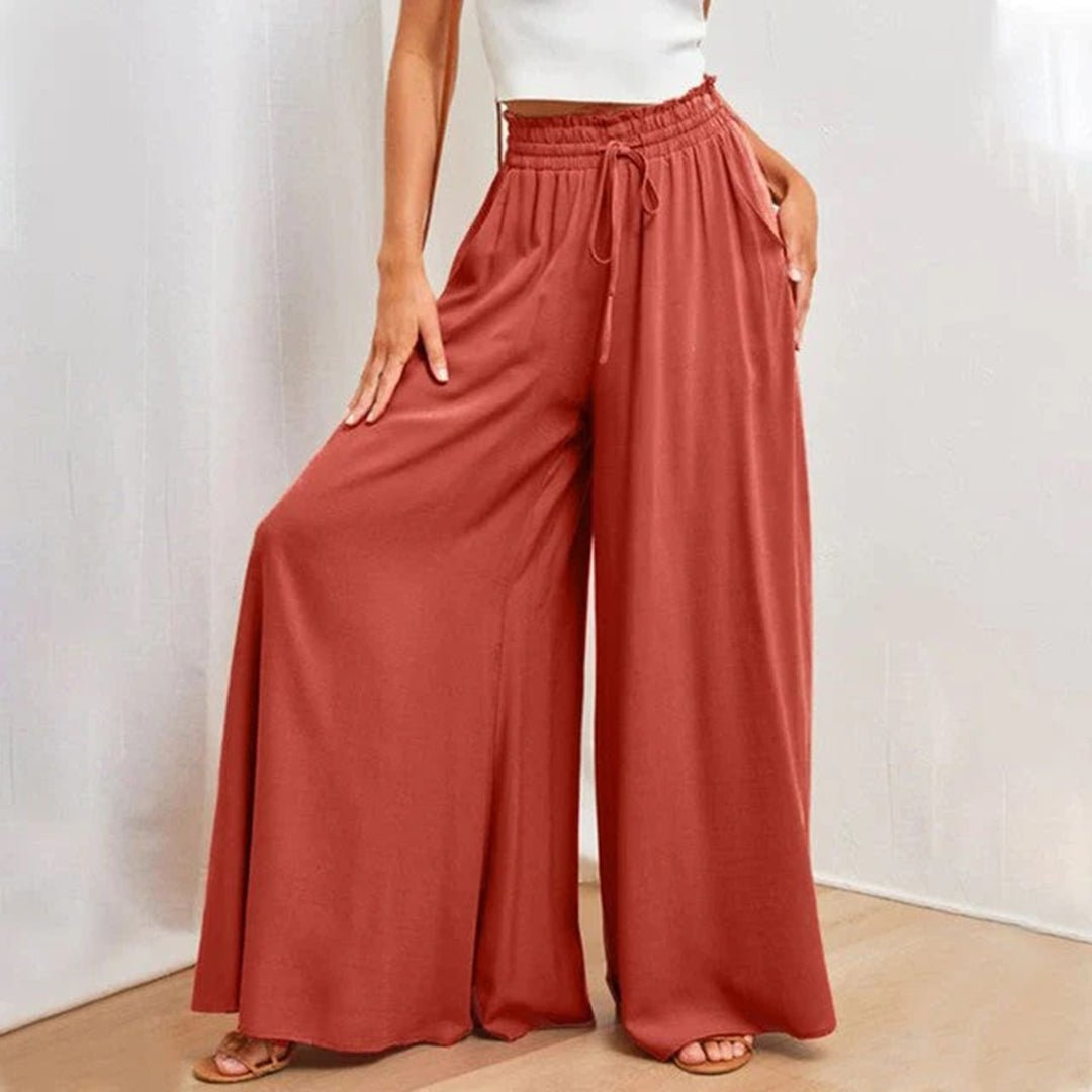 Lyra | Women's Stretch Smocked High-Waist Wide-Leg Pants Carol & Margaret Wilmington