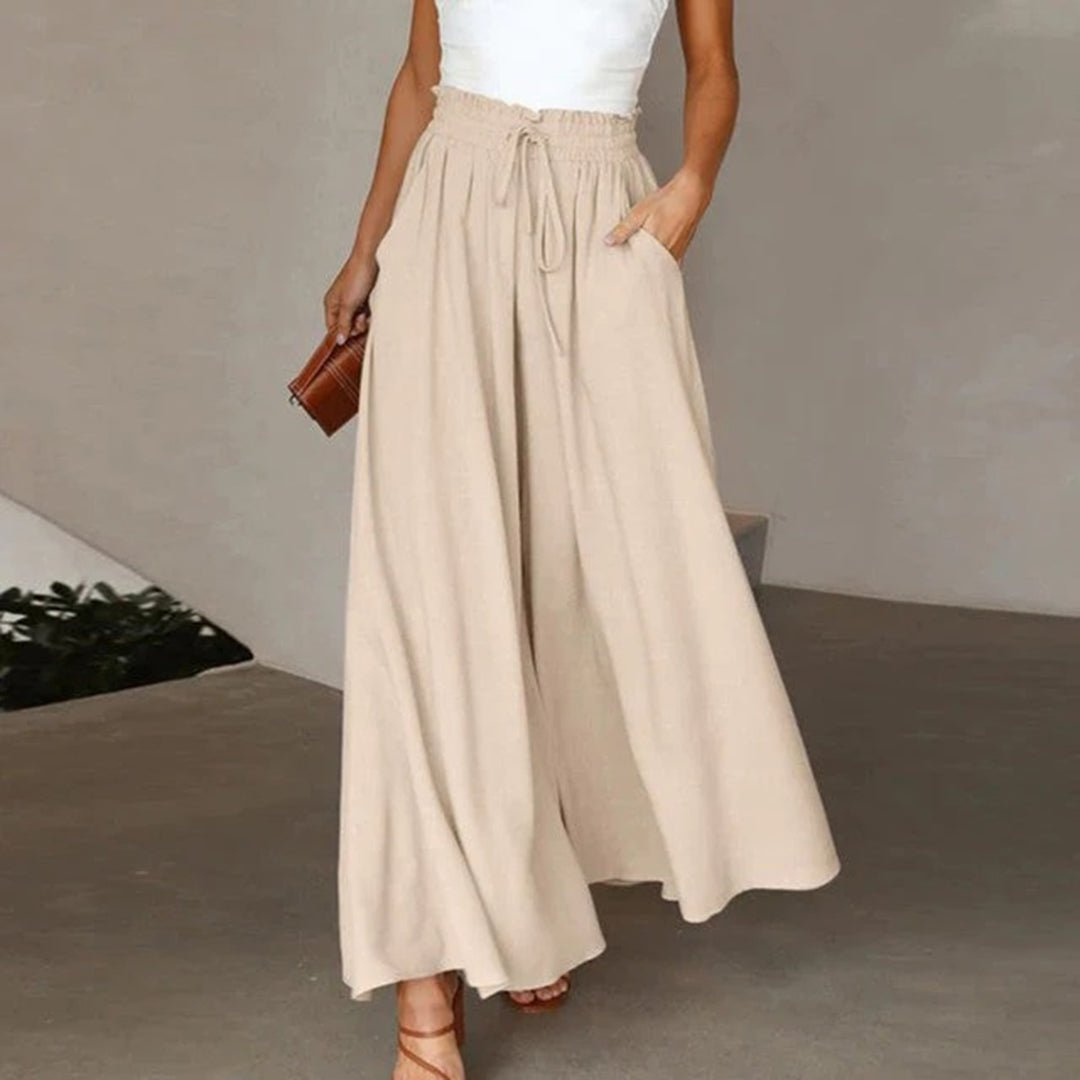 Lyra | Women's Stretch Smocked High-Waist Wide-Leg Pants Carol & Margaret Wilmington