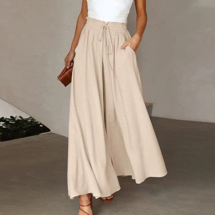 Lyra | Women's Stretch Smocked High-Waist Wide-Leg Pants Carol & Margaret Wilmington