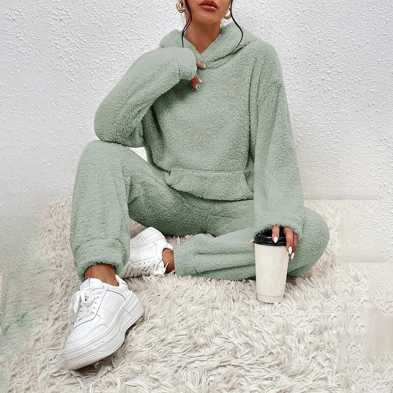 Ciara | Women's Fluffy Hooded Loungewear Set