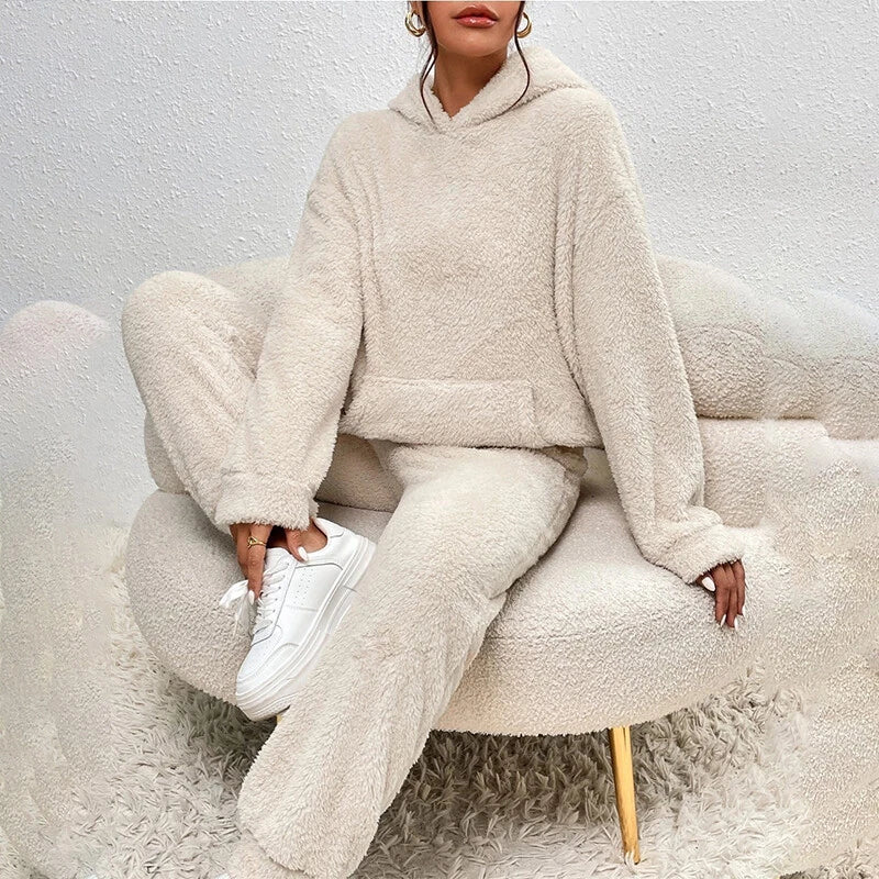 Ciara | Women's Fluffy Hooded Loungewear Set
