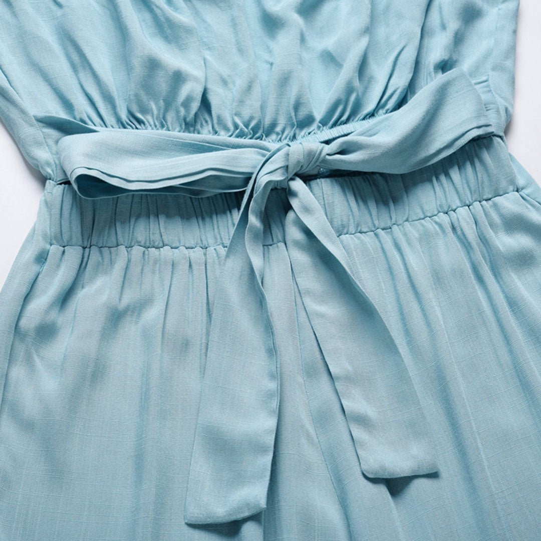 Maren | Women's Linen Strapless Tie-Front Wide-Leg Jumpsuit Carol & Margaret Wilmington