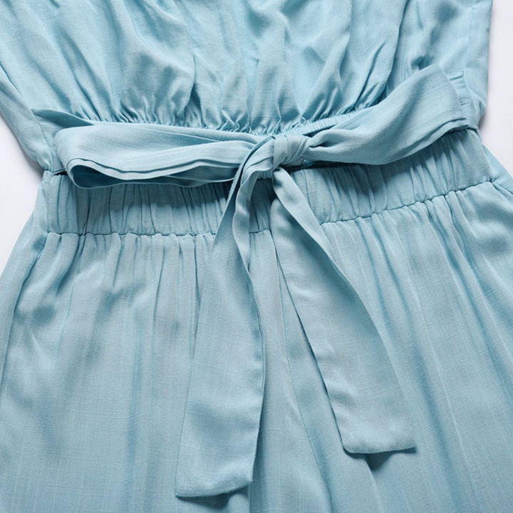 Maren | Women's Linen Strapless Tie-Front Wide-Leg Jumpsuit Carol & Margaret Wilmington