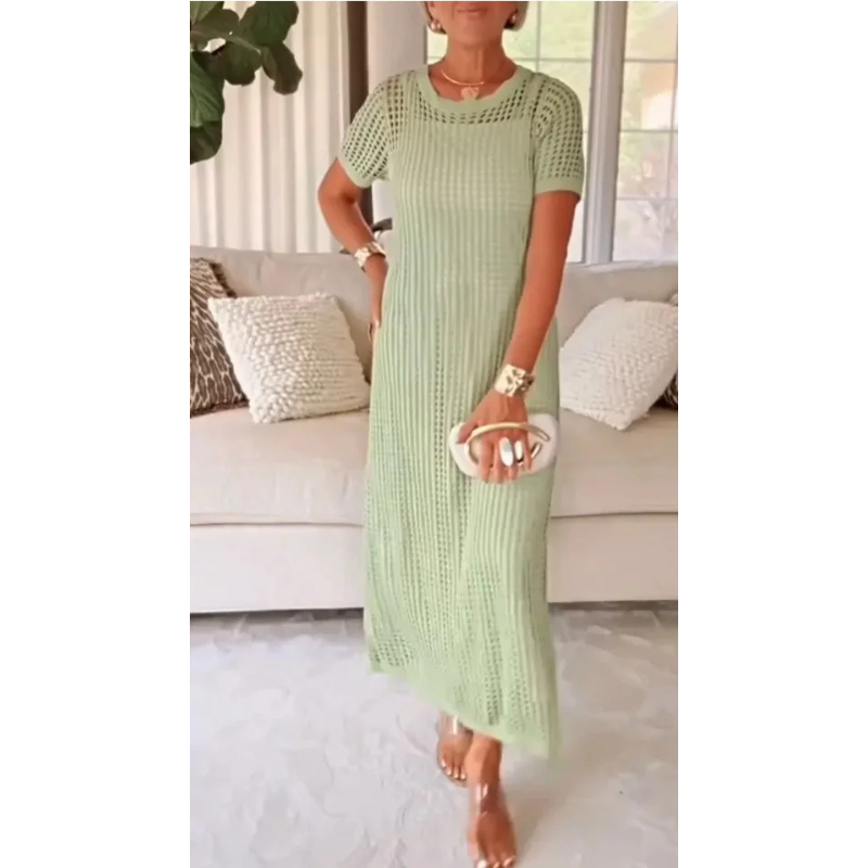 Marla | Women's Breathable Crochet Knit Short Sleeve Maxi Dress Carol & Margaret Wilmington
