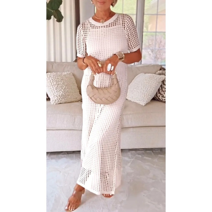 Marla | Women's Breathable Crochet Knit Short Sleeve Maxi Dress Carol & Margaret Wilmington