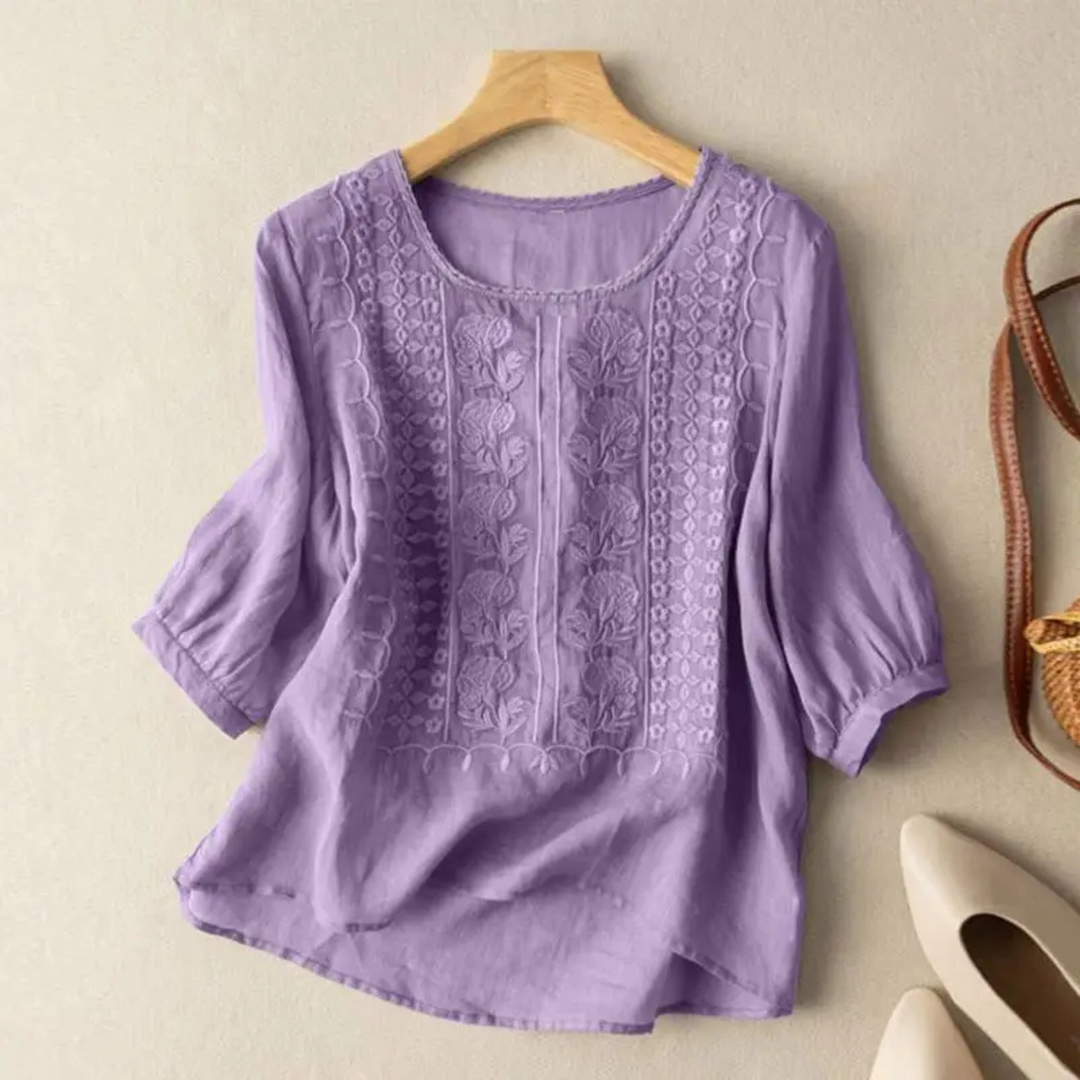 Marlowe | Women's Cotton Embroidered 3/4 Sleeve Blouse Carol & Margaret Wilmington