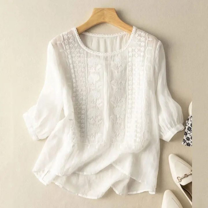Marlowe | Women's Cotton Embroidered 3/4 Sleeve Blouse Carol & Margaret Wilmington