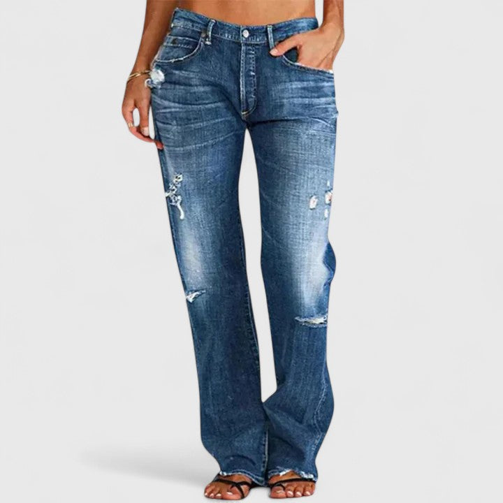 Marlowe | Women's Distressed Denim Low-Rise Wide-Leg Jeans Carol & Margaret Wilmington
