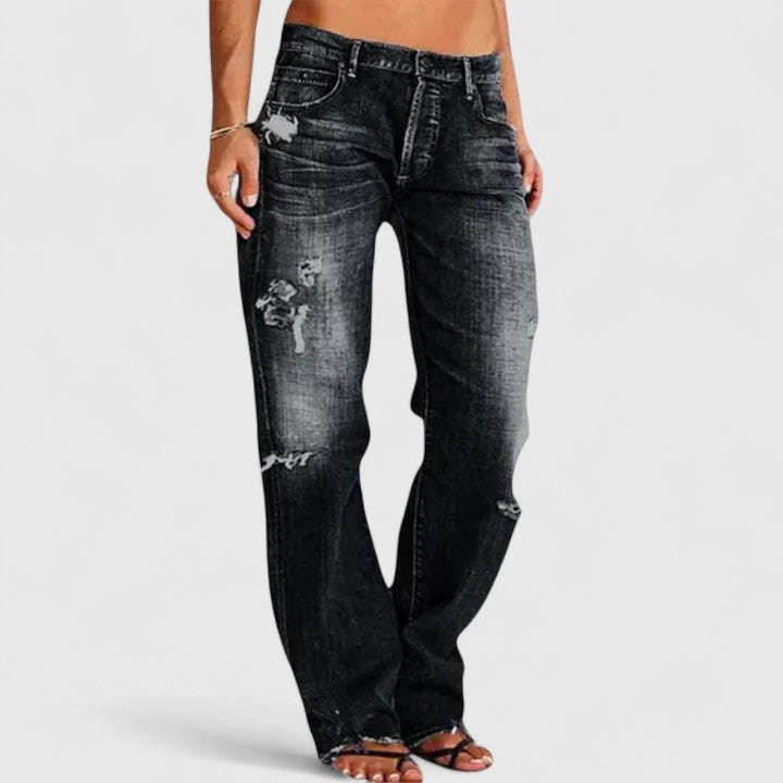 Marlowe | Women's Distressed Denim Low-Rise Wide-Leg Jeans Carol & Margaret Wilmington