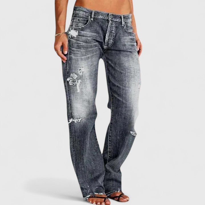 Marlowe | Women's Distressed Denim Low-Rise Wide-Leg Jeans Carol & Margaret Wilmington