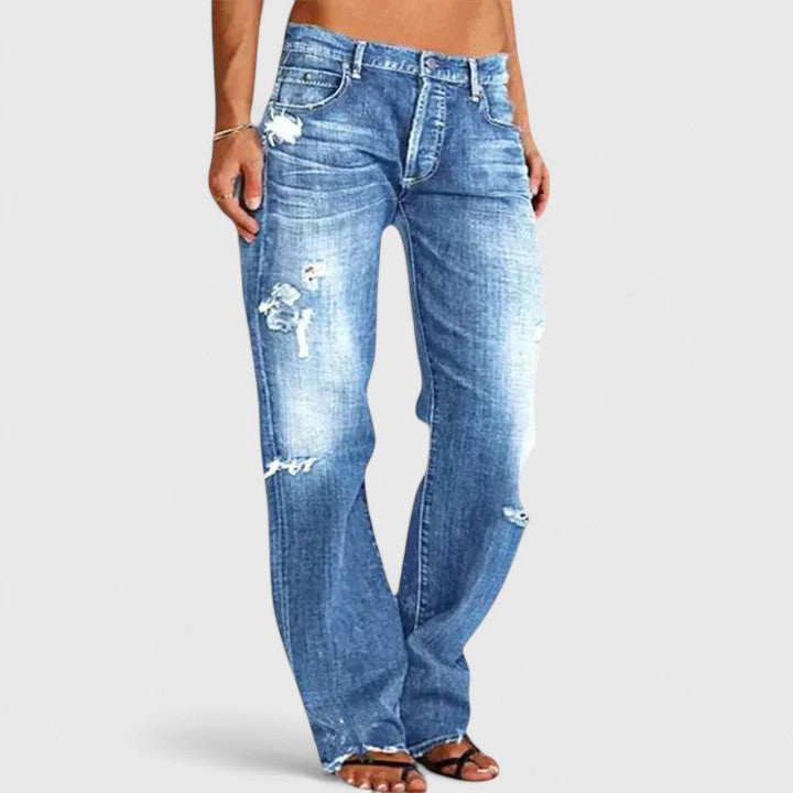 Marlowe | Women's Distressed Denim Low-Rise Wide-Leg Jeans Carol & Margaret Wilmington