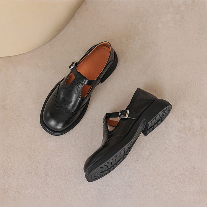 Marlowe | Women's Leather Brogue T-Bar Mary Jane Heels Carol & Margaret Wilmington