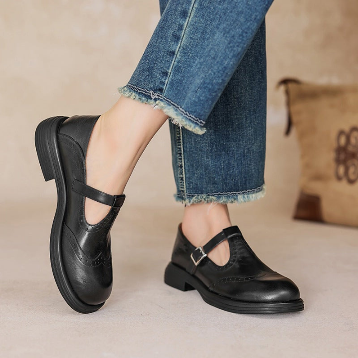 Marlowe | Women's Leather Brogue T-Bar Mary Jane Heels Carol & Margaret Wilmington