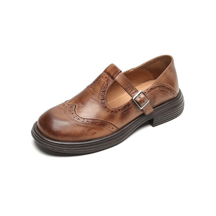 Marlowe | Women's Leather Brogue T-Bar Mary Jane Heels Carol & Margaret Wilmington