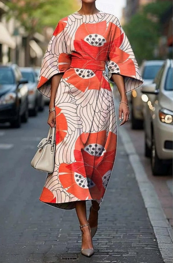 Mira | Women's Elegant Silk Kimono Sleeve Belted Midi Carol & Margaret Wilmington