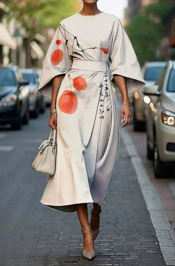 Mira | Women's Elegant Silk Kimono Sleeve Belted Midi Carol & Margaret Wilmington