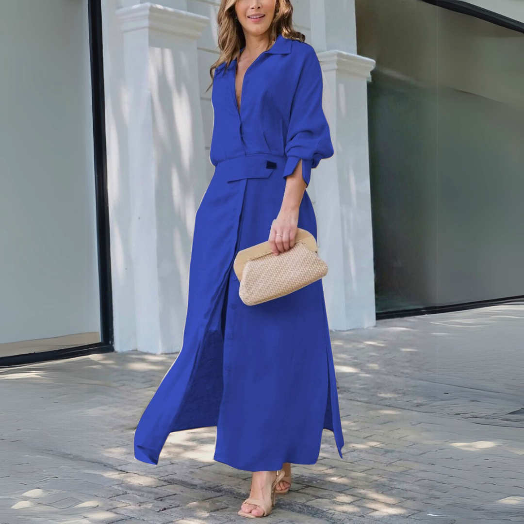 Winnie | Womens Belted Shirt Maxi Dress
