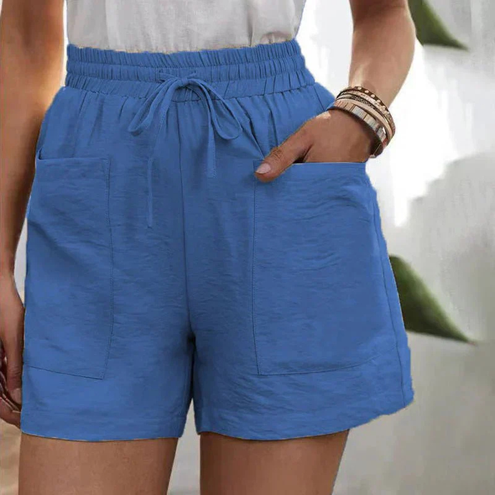 Nelly | Women's Linen Elasticated Drawstring Casual Shorts Carol & Margaret Wilmington