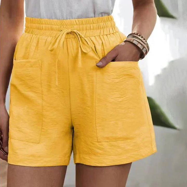 Nelly | Women's Linen Elasticated Drawstring Casual Shorts Carol & Margaret Wilmington