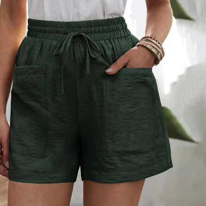 Nelly | Women's Linen Elasticated Drawstring Casual Shorts Carol & Margaret Wilmington