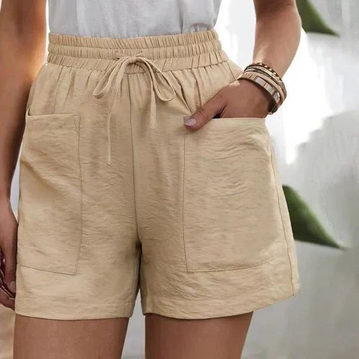 Nelly | Women's Linen Elasticated Drawstring Casual Shorts Carol & Margaret Wilmington