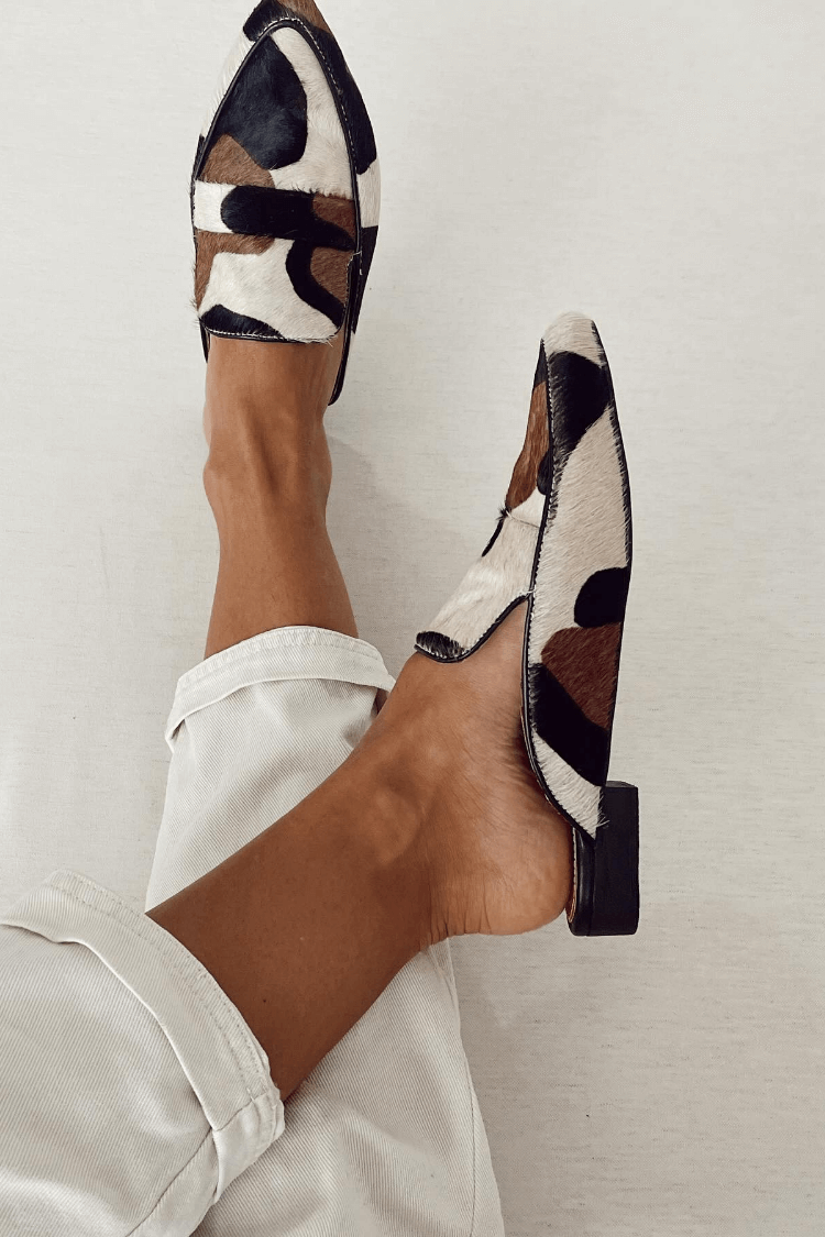 Neve | Women's Multicolor Leather Cow Print Pointed Toe Flat Loafers Carol & Margaret Wilmington