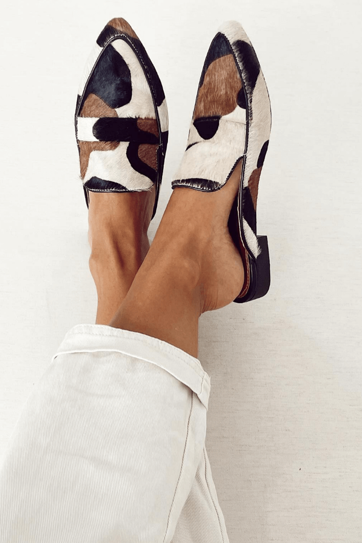 Neve | Women's Multicolor Leather Cow Print Pointed Toe Flat Loafers Carol & Margaret Wilmington