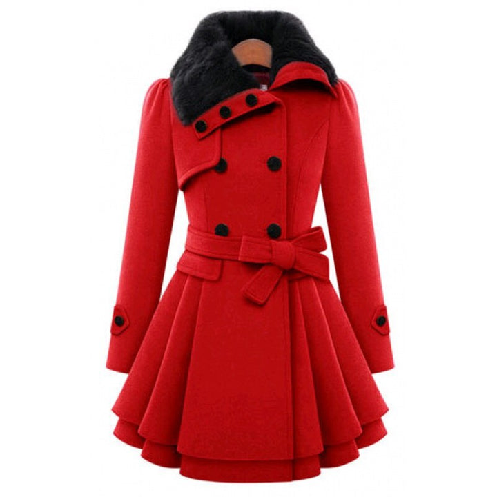 Maybelle | Women's Faux-Fur Shearling-Collar Double-Breasted Fitted Coat
