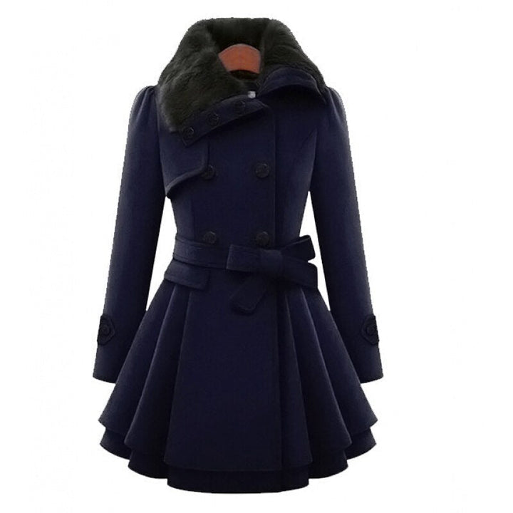 Maybelle | Women's Faux-Fur Shearling-Collar Double-Breasted Fitted Coat