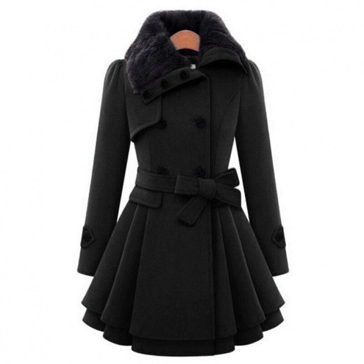 Maybelle | Women's Faux-Fur Shearling-Collar Double-Breasted Fitted Coat