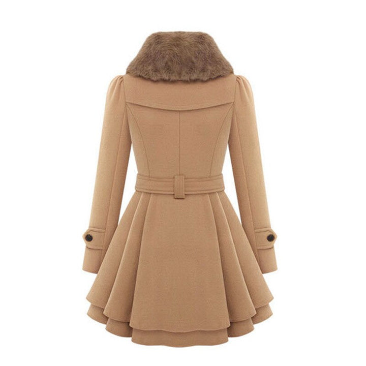 Maybelle | Women's Faux-Fur Shearling-Collar Double-Breasted Fitted Coat