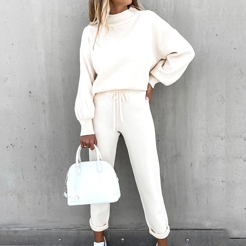 Camryn | Womens Casual Loungewear Set With High Neck Top and Drawstring Pants