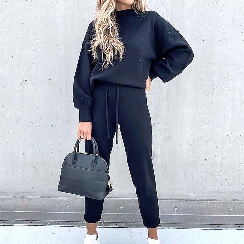 Camryn | Womens Casual Loungewear Set With High Neck Top and Drawstring Pants